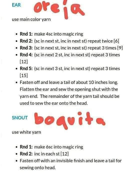 Amigurumi Cat Crochet Pattern Chart