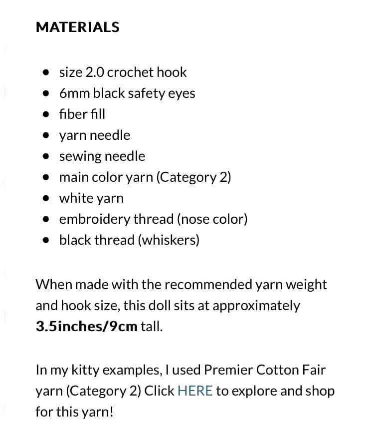 Amigurumi Cat Crochet Pattern Chart