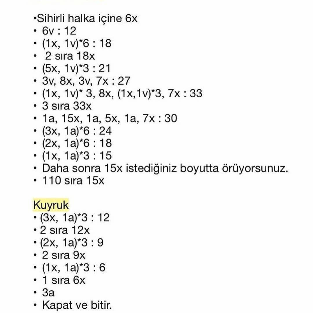 Amigurumi Yılan Örgü Şeması