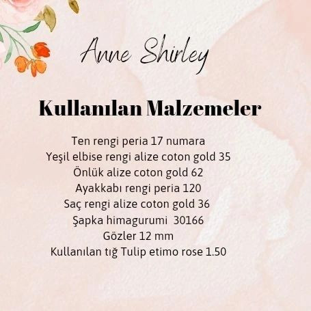 Anne Shirley Amigurumi Tığ İşi Şeması
