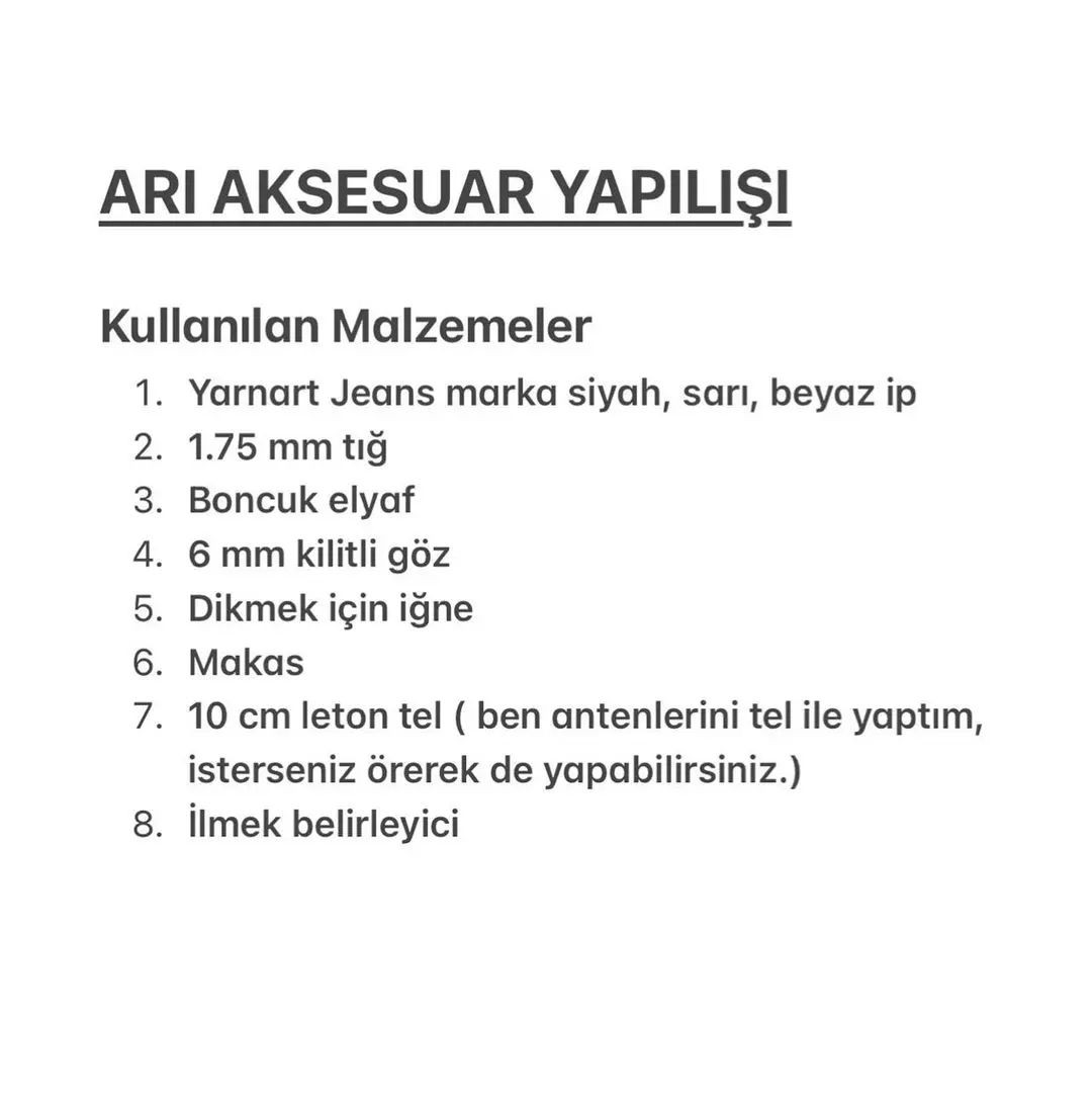 ARI TARİFİ: Sevimli Örme Arı Yapımı