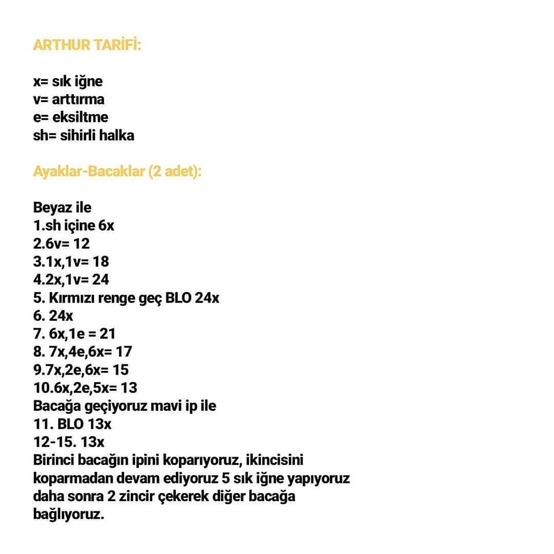 Arthur Amigurumi Şeması Ücretsiz