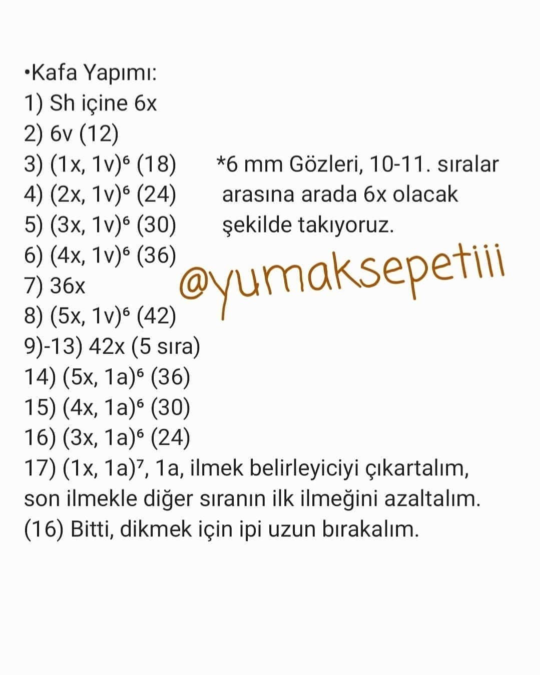 Aslan Amigurumi Tığ İşi Şeması
