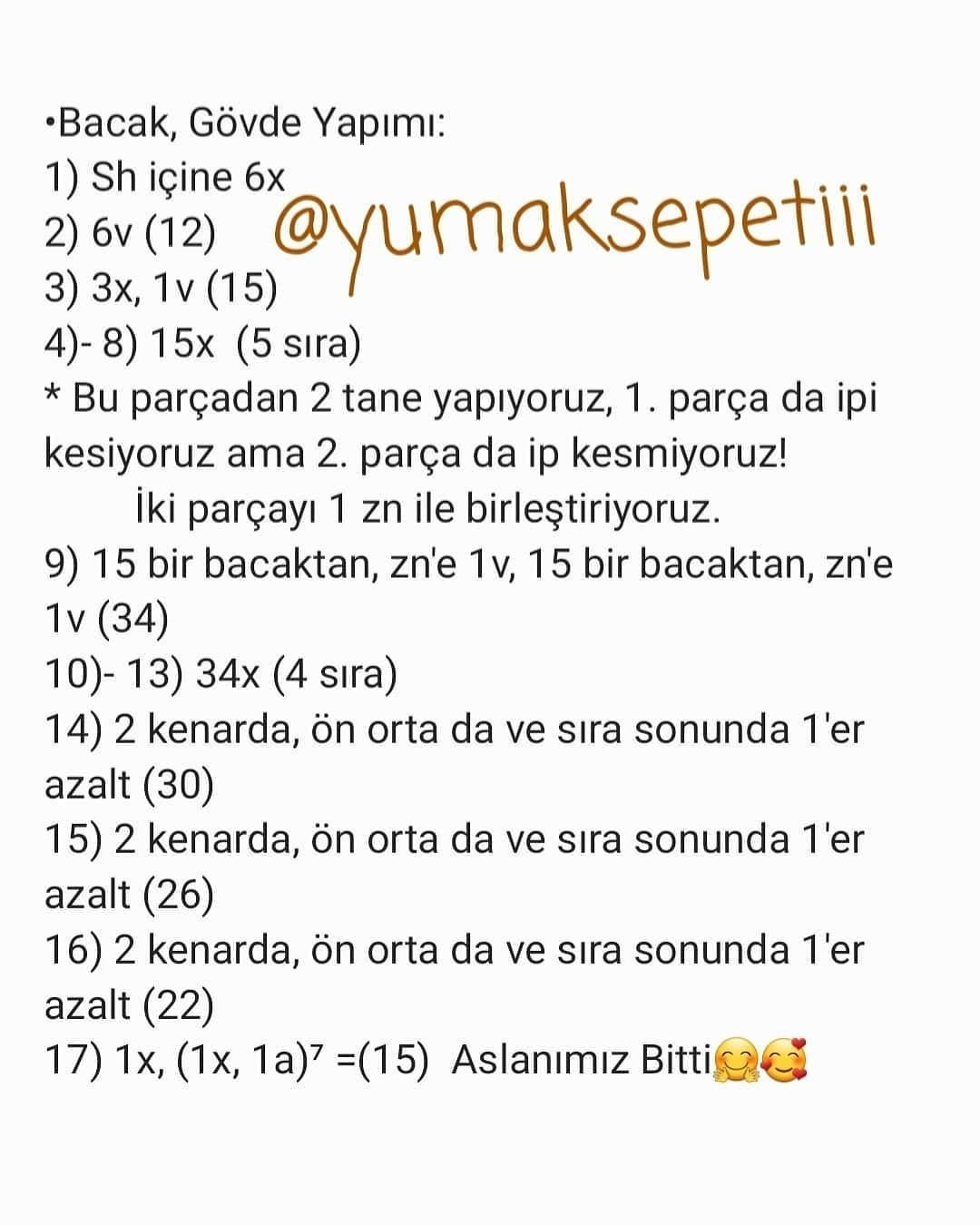 Aslan Amigurumi Tığ İşi Şeması