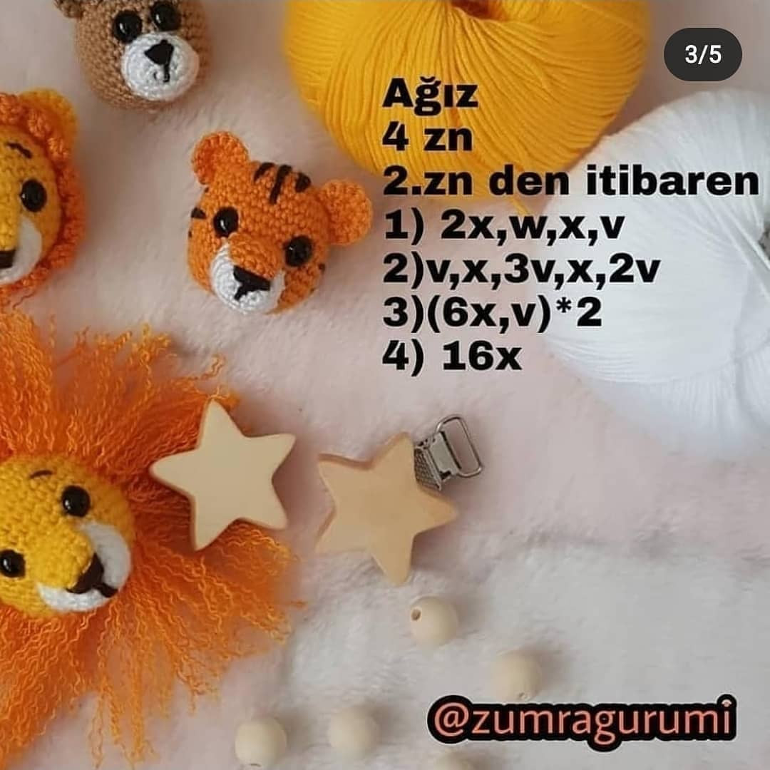 Aslan ve Kaplan Kitap Ayracı Tığ İşi Şeması