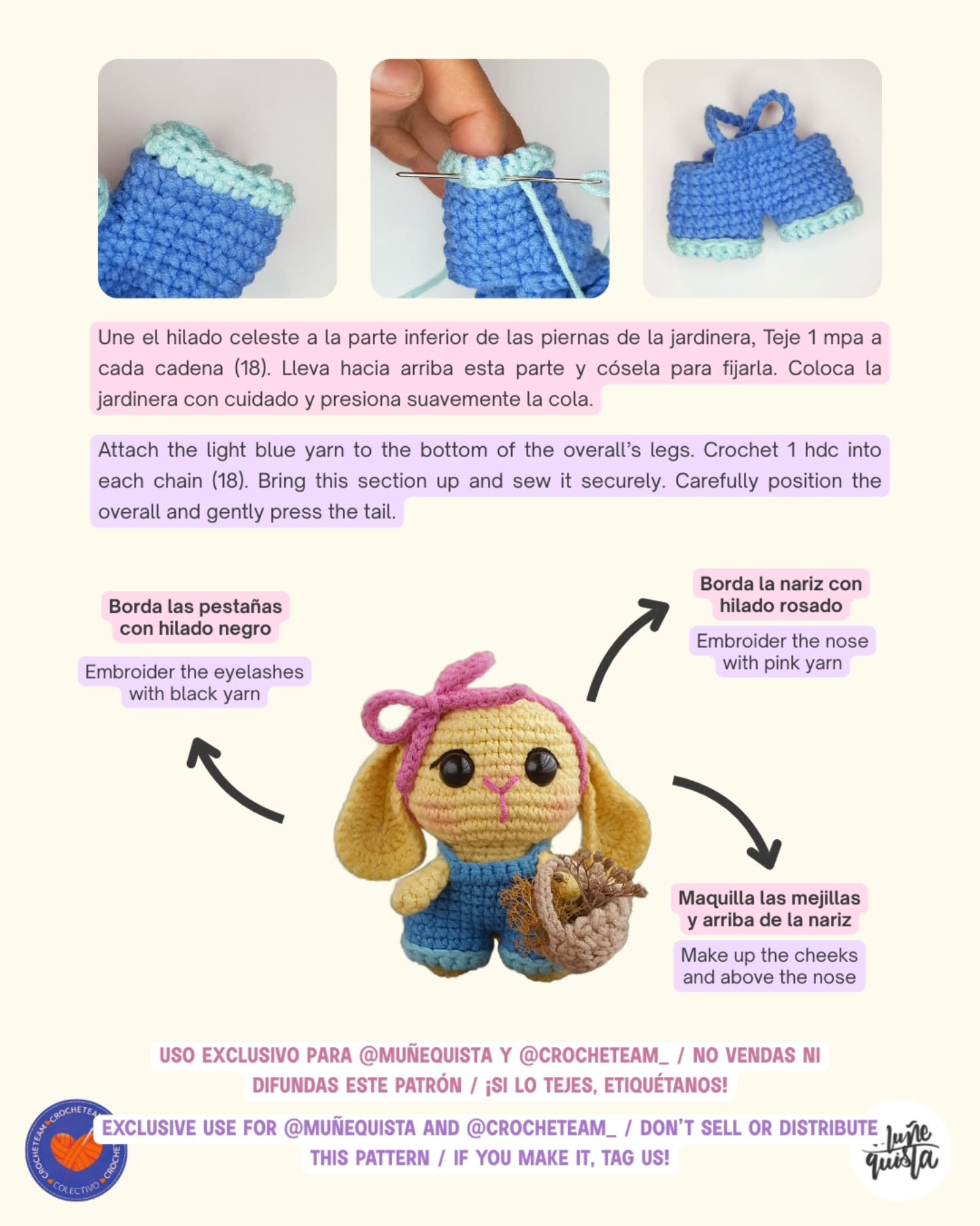 Aurora: Patrón de amigurumi gratis para una conejita adorable.