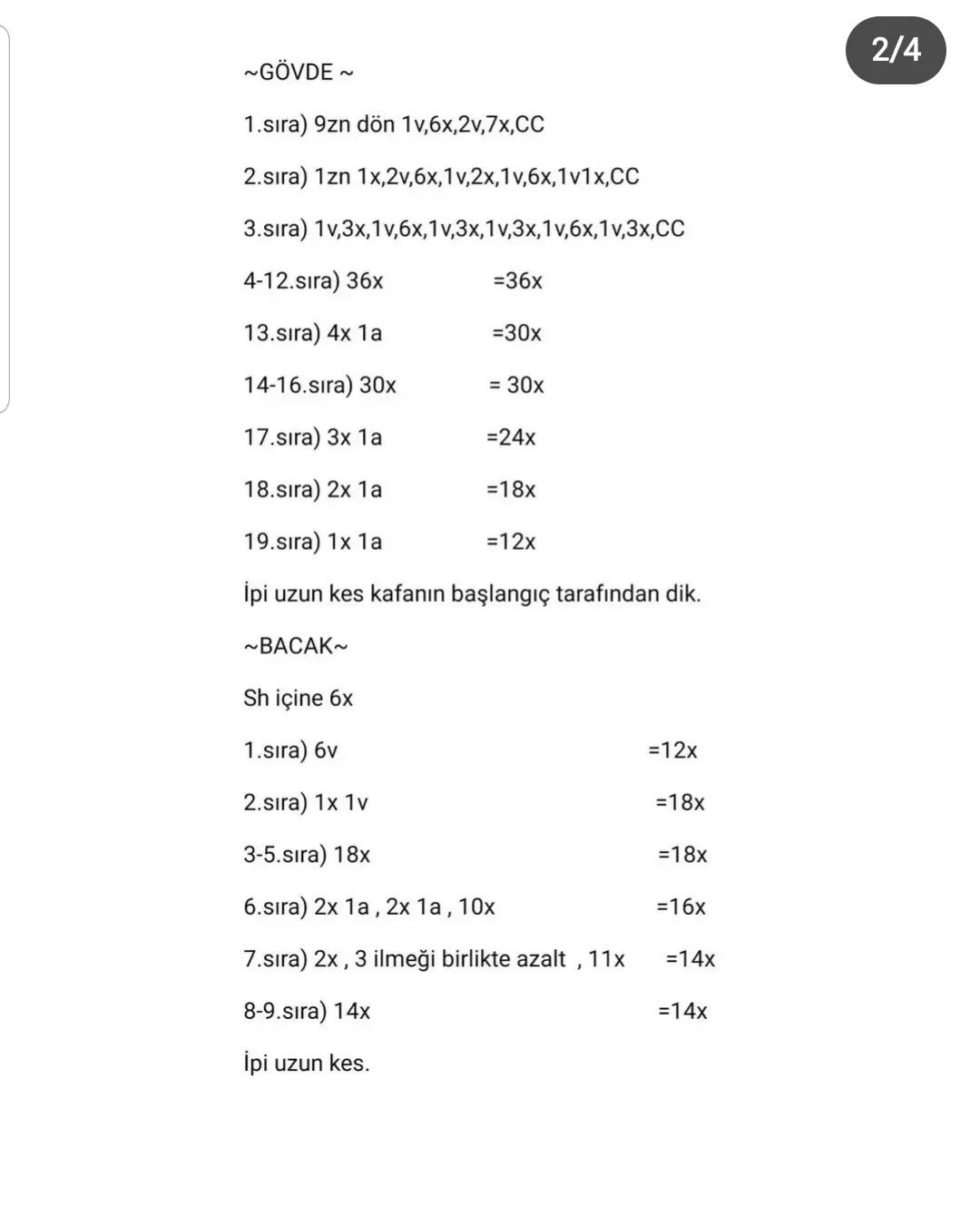 AYICIĞIN ÖRME ŞEMASI