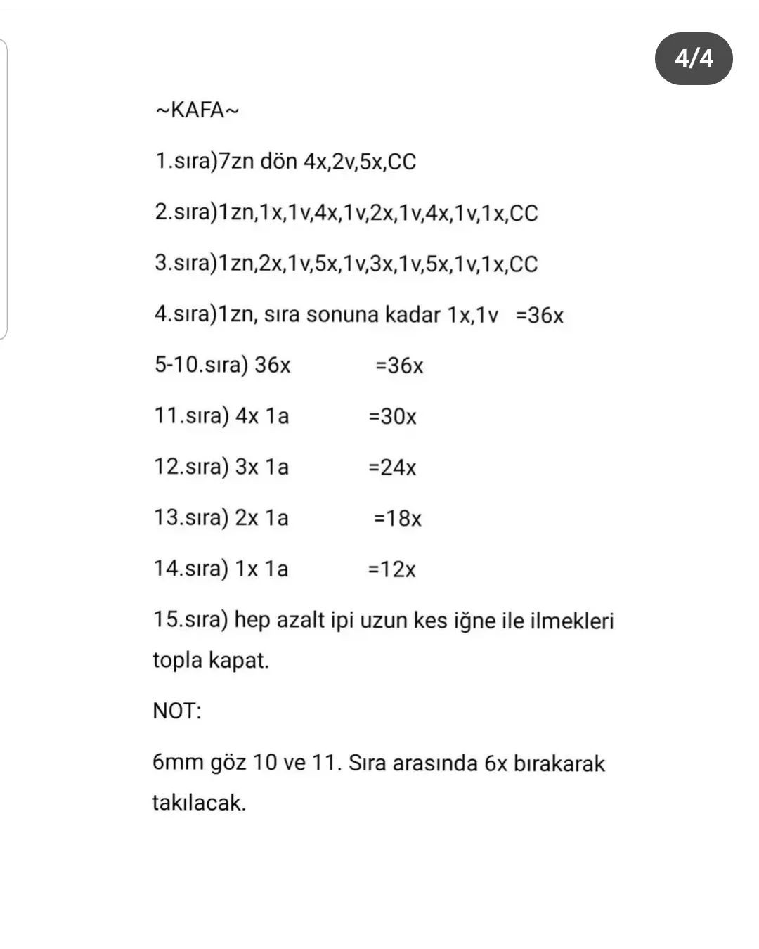 AYICIĞIN ÖRME ŞEMASI