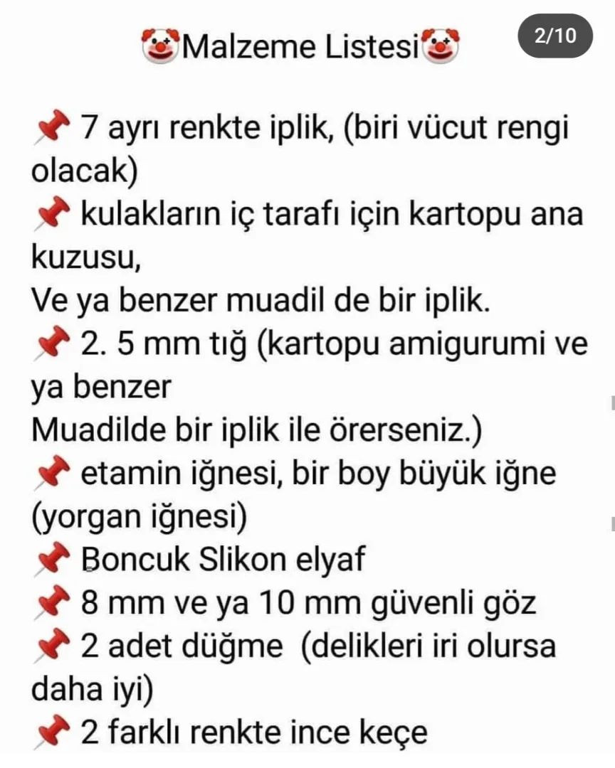 AYIÇIK PALYAÇO AMİGURUMİ TARİFİ