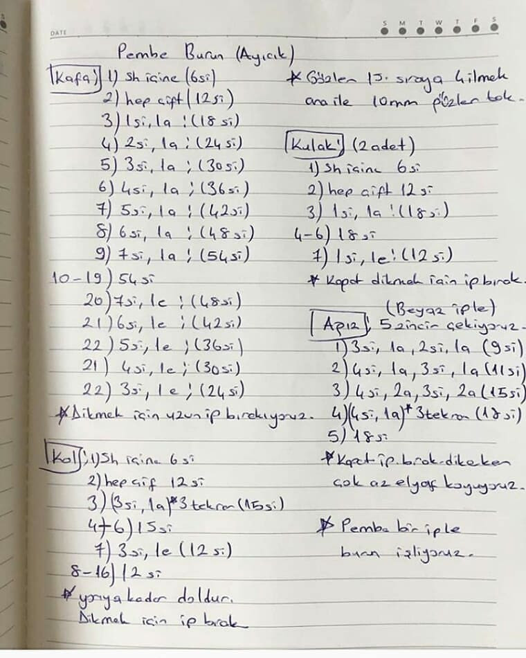 Ayıcık ve Aktivite Halka Tığ İşi Şeması