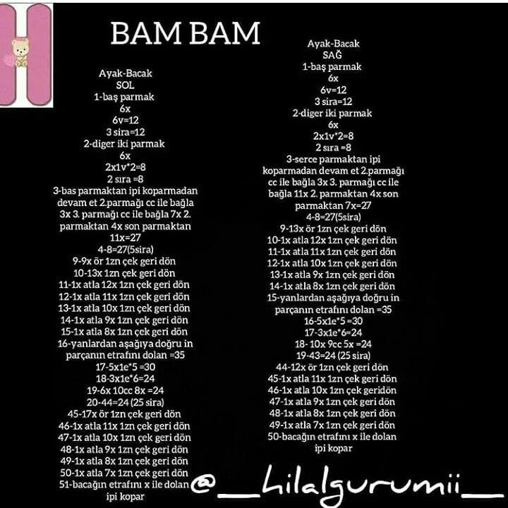 Bam Bam Amigurumi Tığ İşi Tarifi