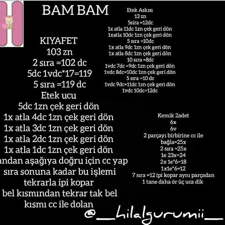 Bam Bam Amigurumi Tığ İşi Tarifi
