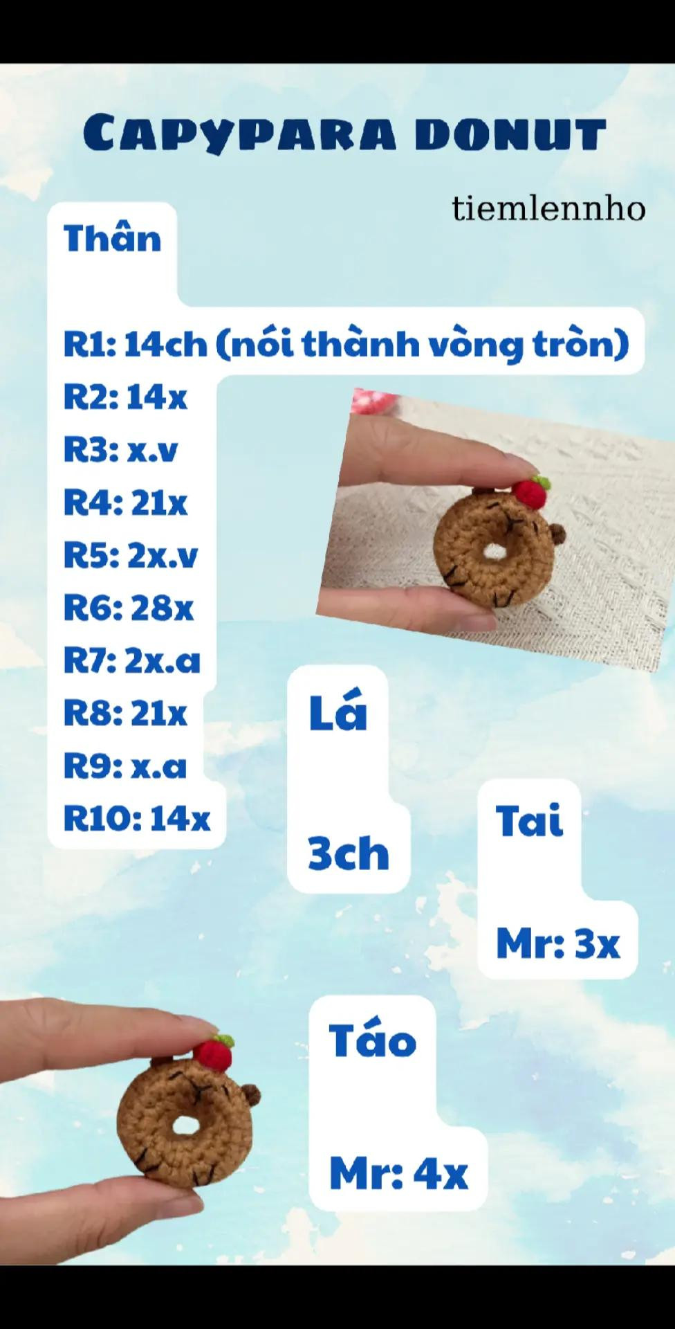 bánh kem mini, nấm, măng cụt, capybara donut