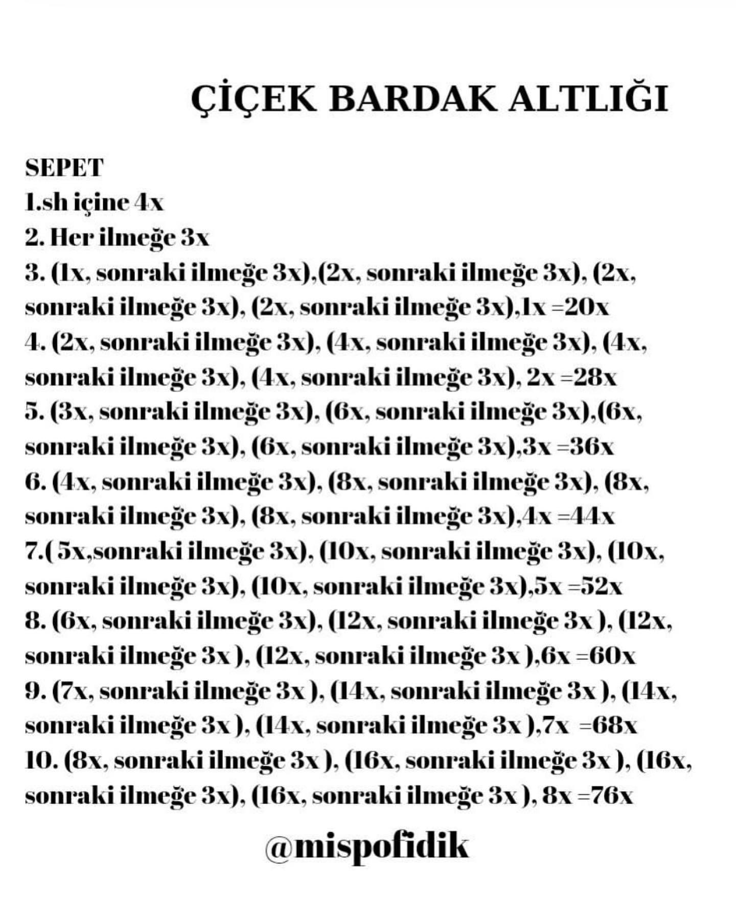 Bardak Altlığı Örgü Şeması