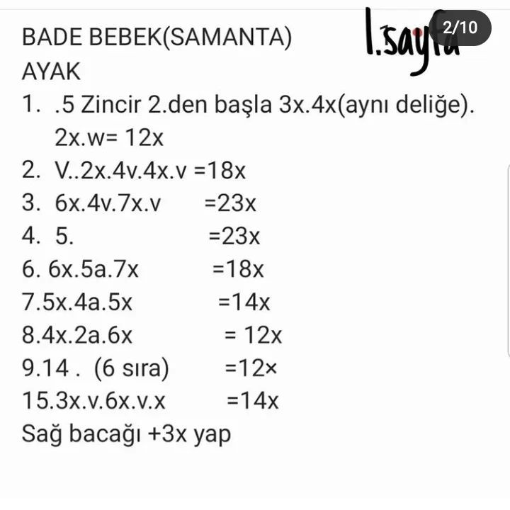 Bebekler için Amigurumi Tığ İşi Şeması