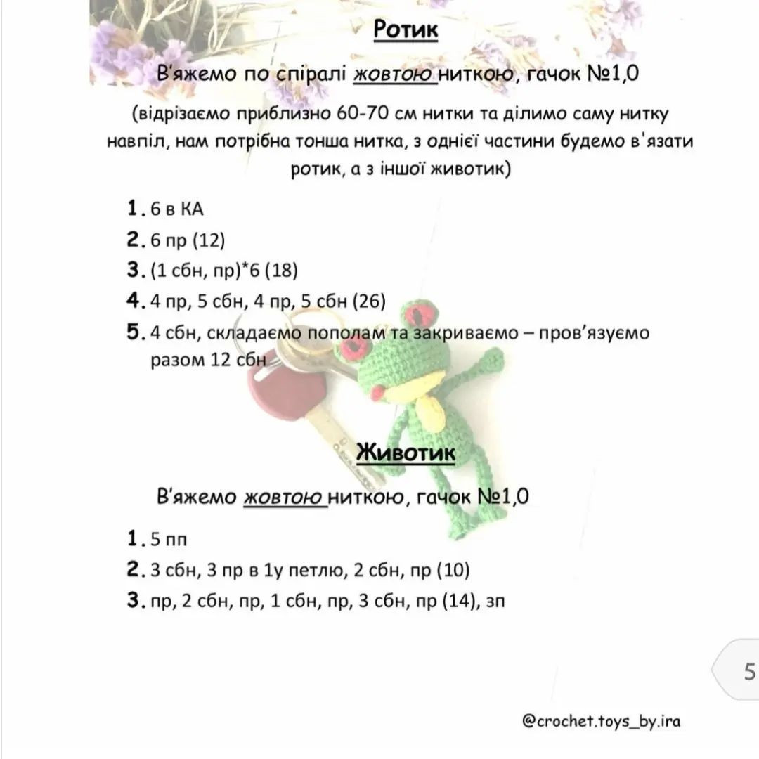 Бесплатная схема крючком: милая лягушка-брелок