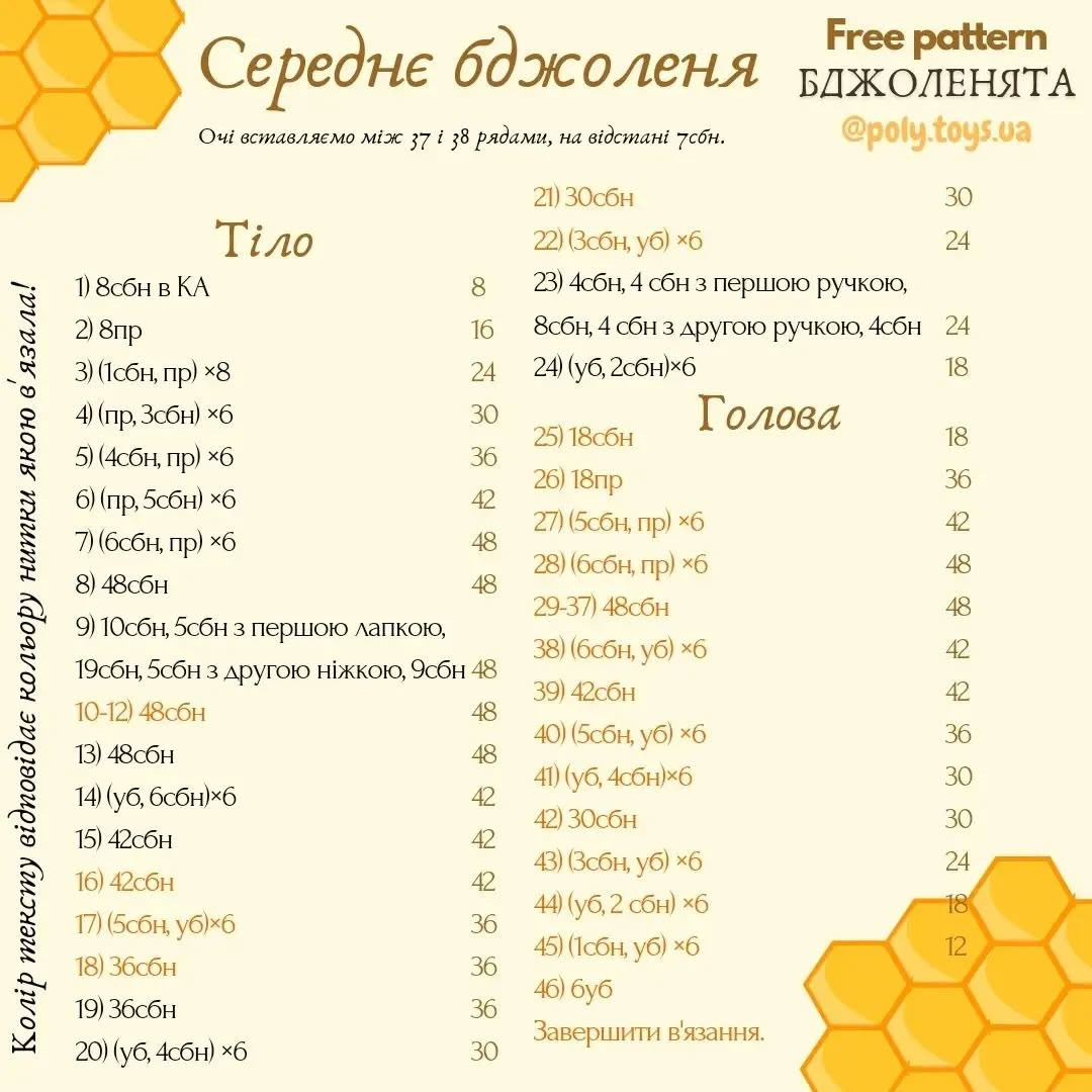 Бесплатная схема вязания пчелок