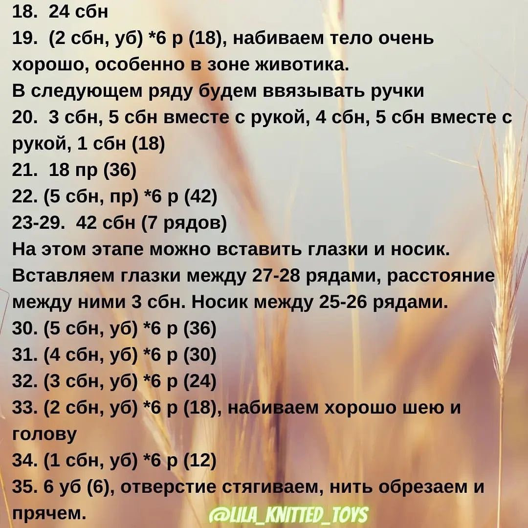 Бесплатное описание схемы вязания кота в очках.