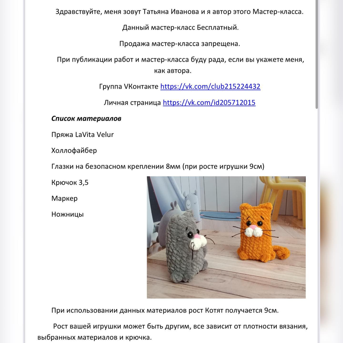 Бесплатный мастер-класс: как связать мягких котиков крючком