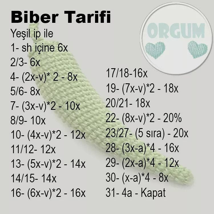 Biber Amigurumi Tarifi: Sebze Örgü Şeması