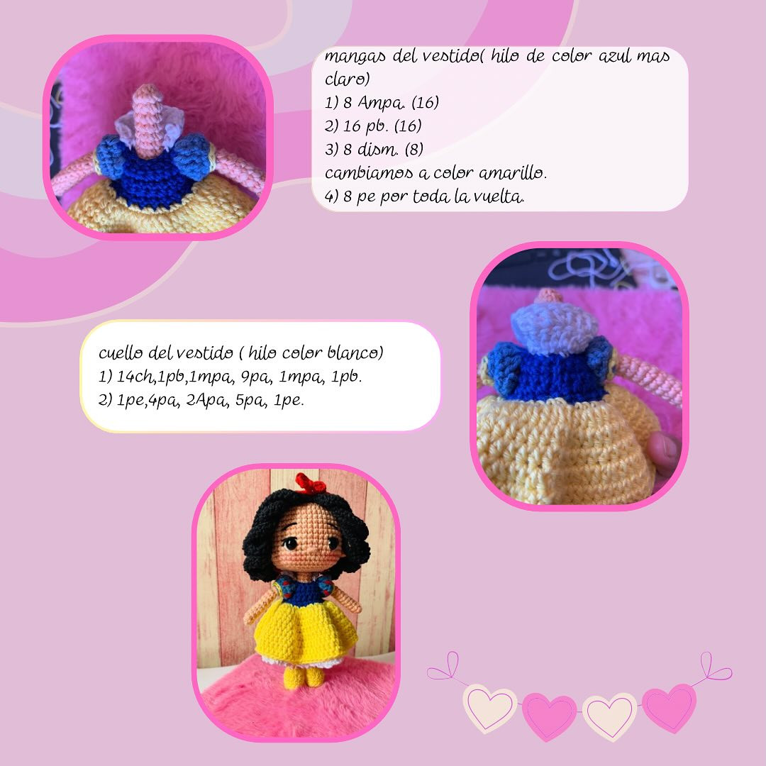 Blancanieves amigurumi: gráfico de crochet gratuito