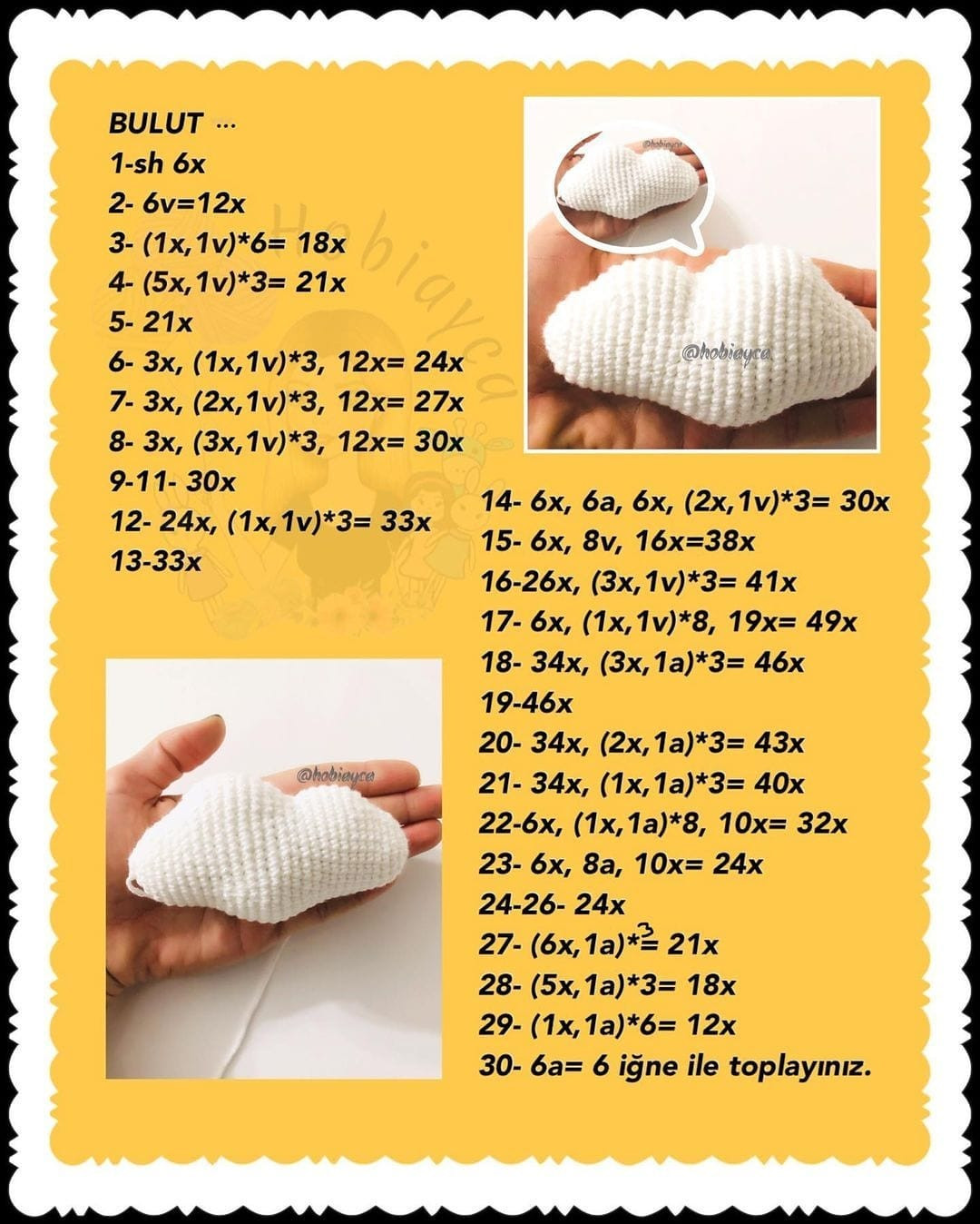 Bulut Amigurumi Yapımı: Şema ve Anlatım