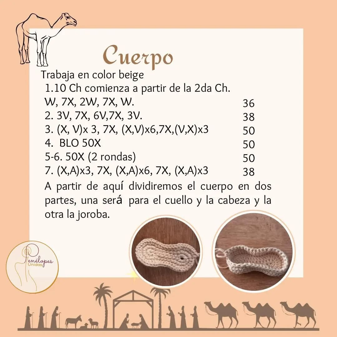 Camello amigurumi: gráfico paso a paso