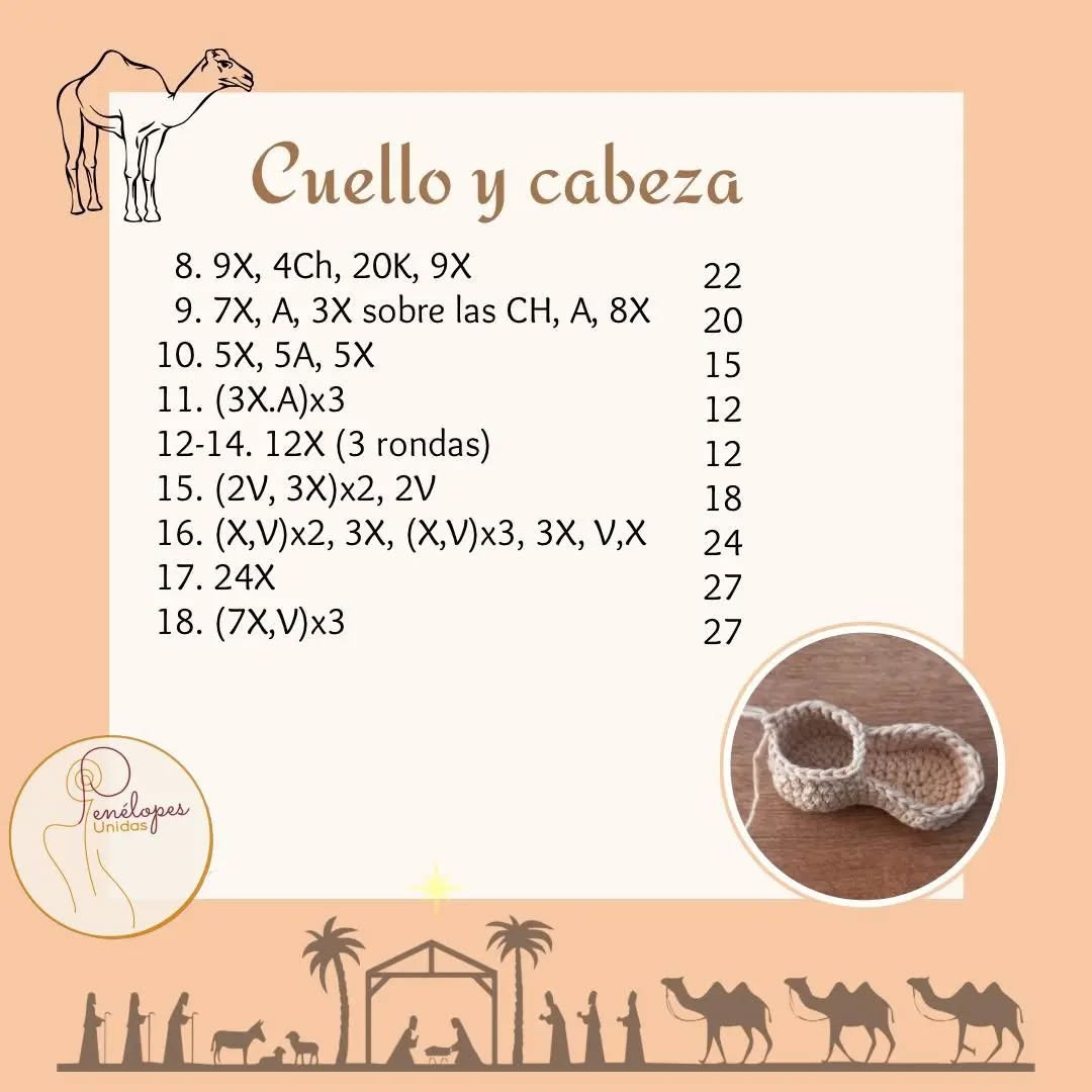 Camello amigurumi: gráfico paso a paso