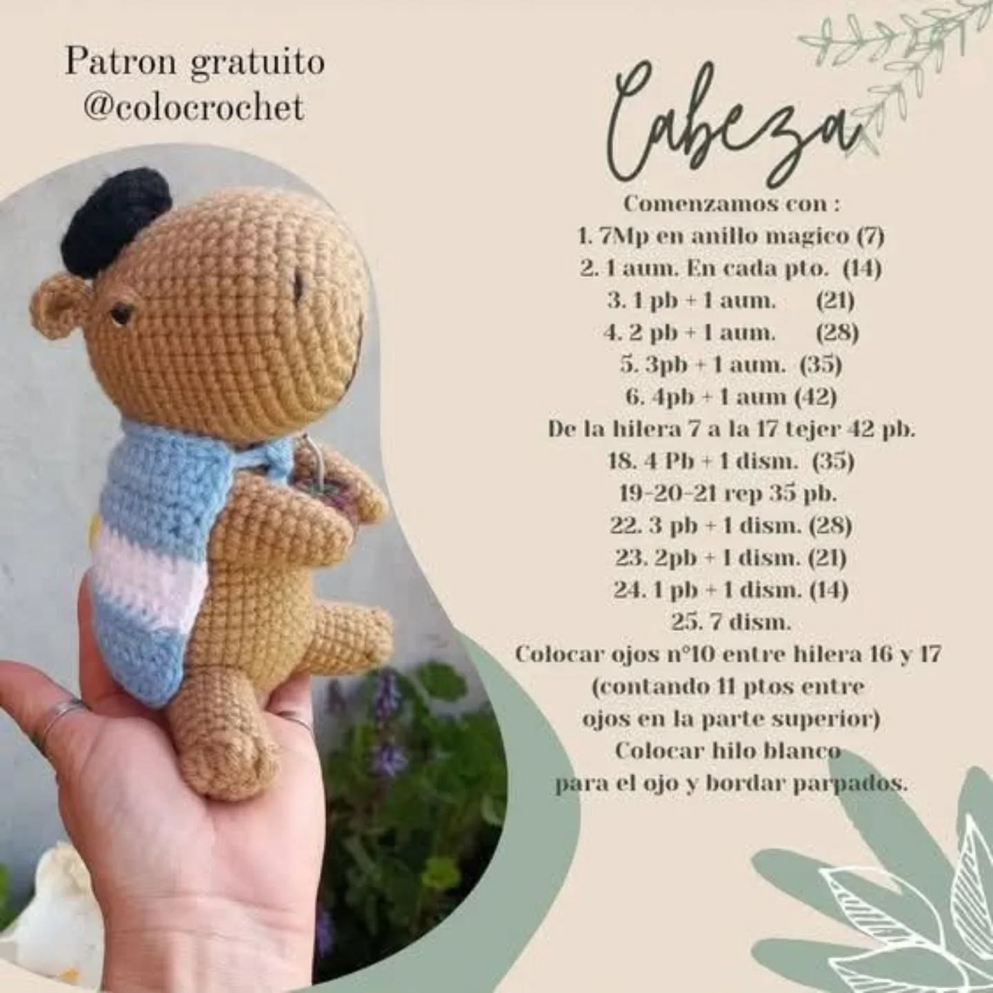 Carpinchito amigurumi: patrón gratuito disponible