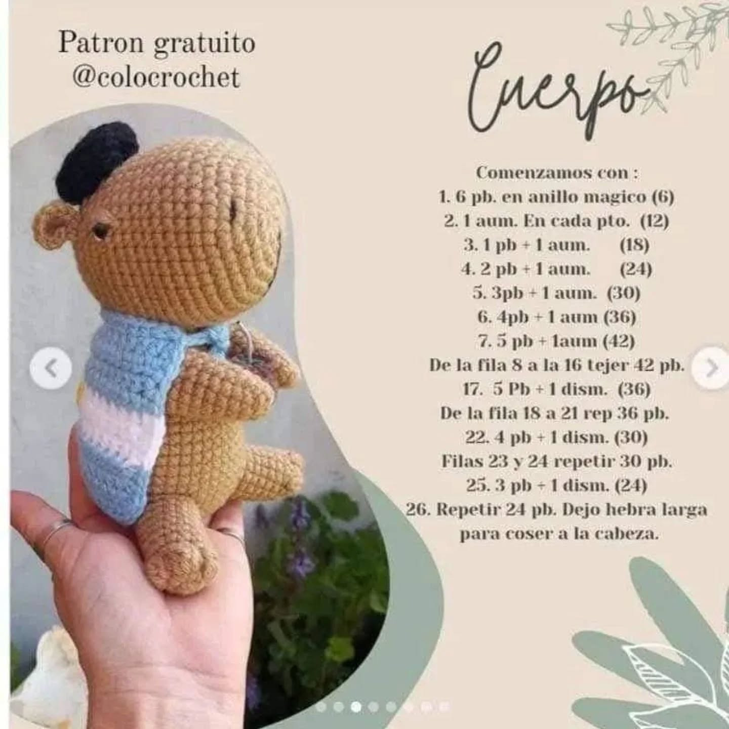 Carpinchito amigurumi: patrón gratuito disponible