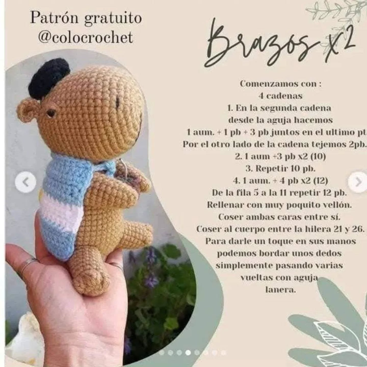 Carpinchito amigurumi: patrón gratuito disponible