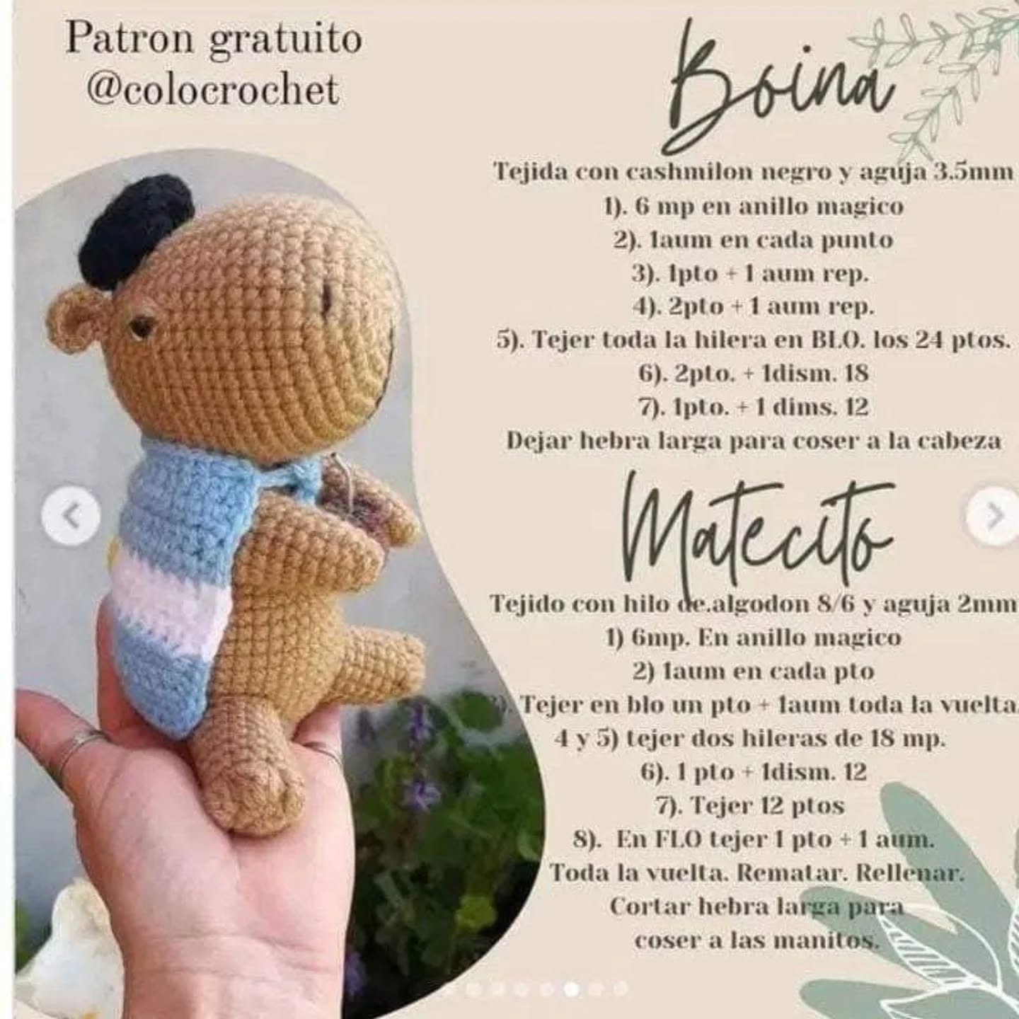 Carpinchito amigurumi: patrón gratuito disponible