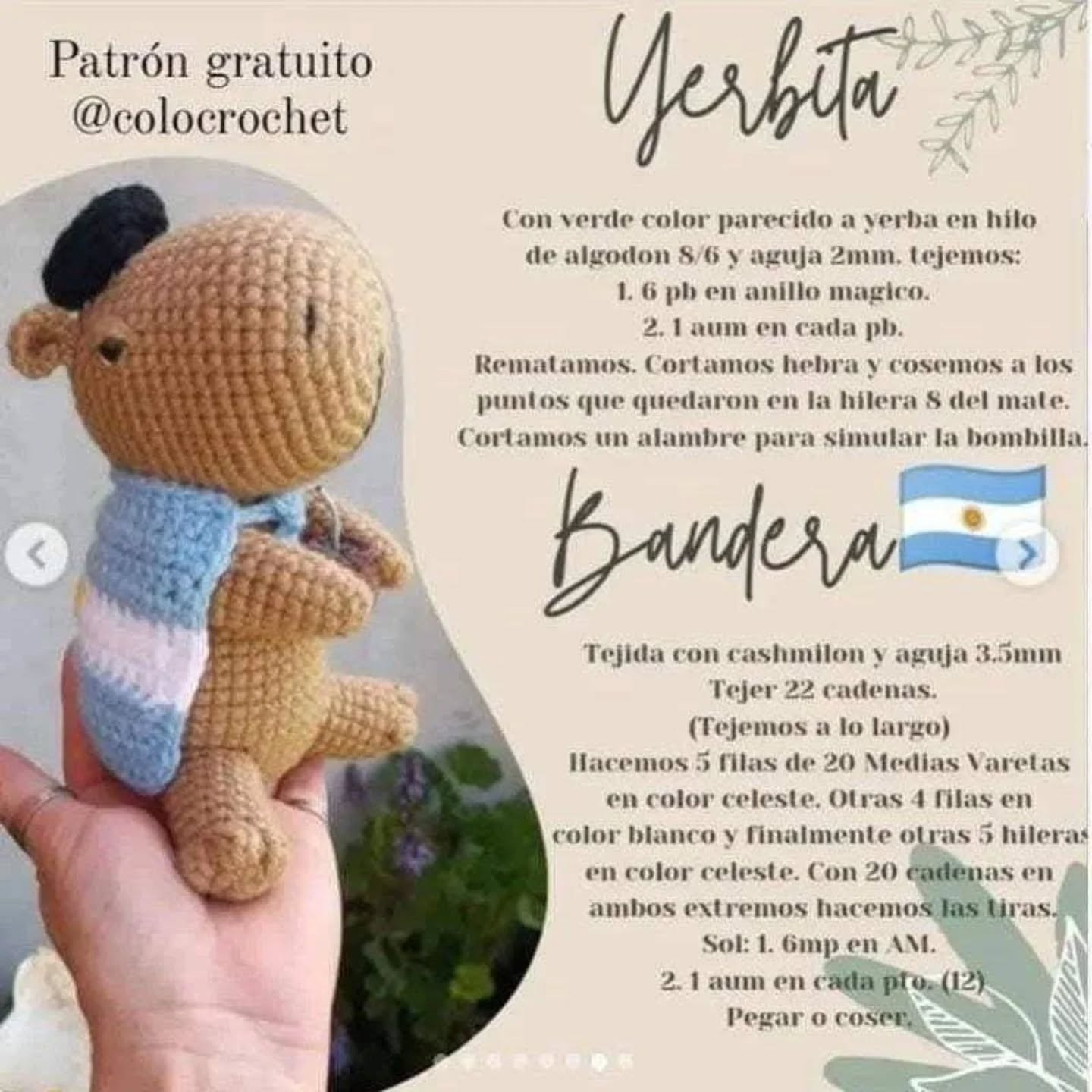 Carpinchito amigurumi: patrón gratuito disponible