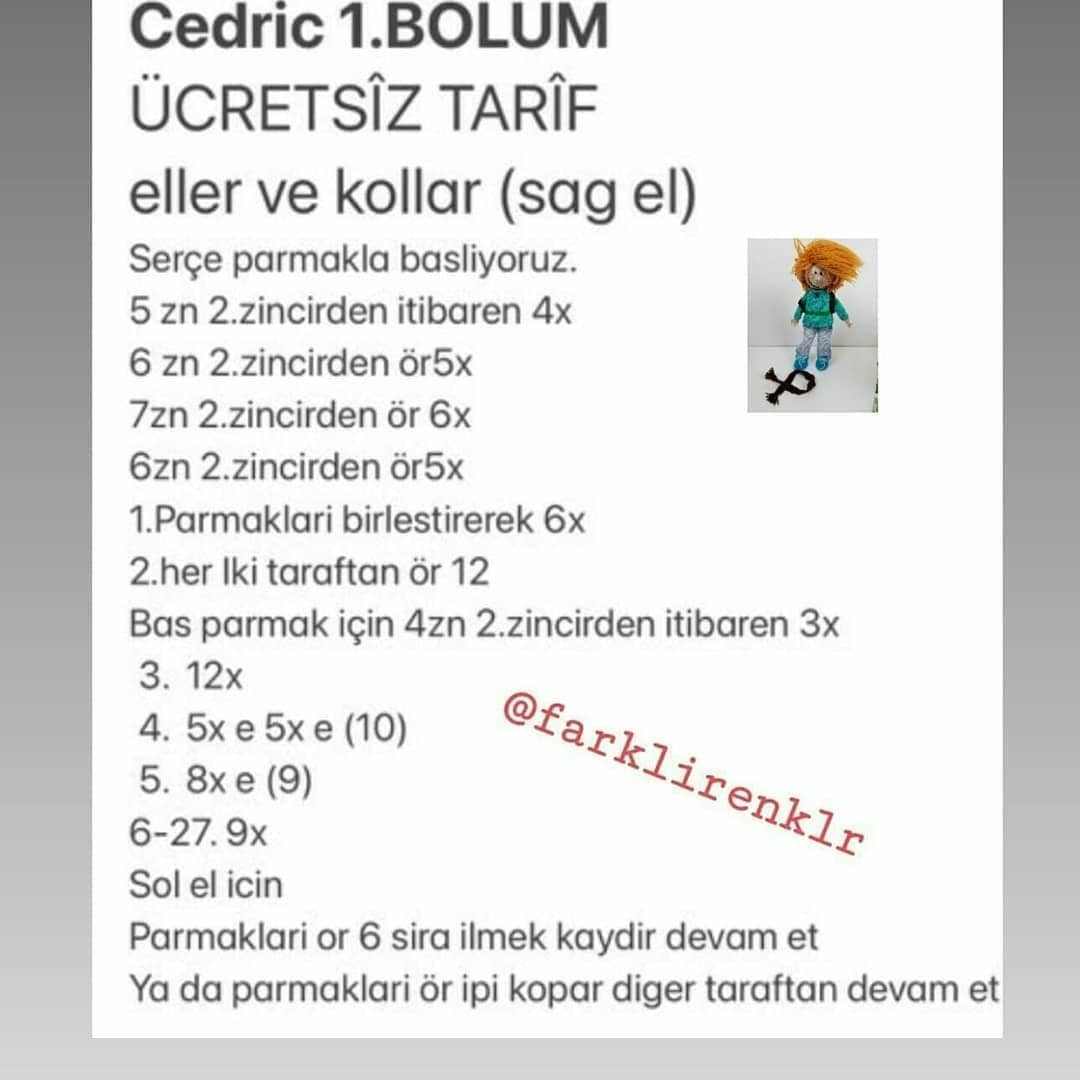 Cedric Amigurumi Şeması Ücretsiz