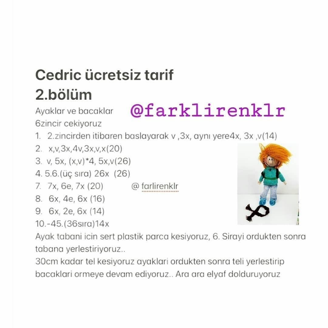Cedric Amigurumi Şeması Ücretsiz