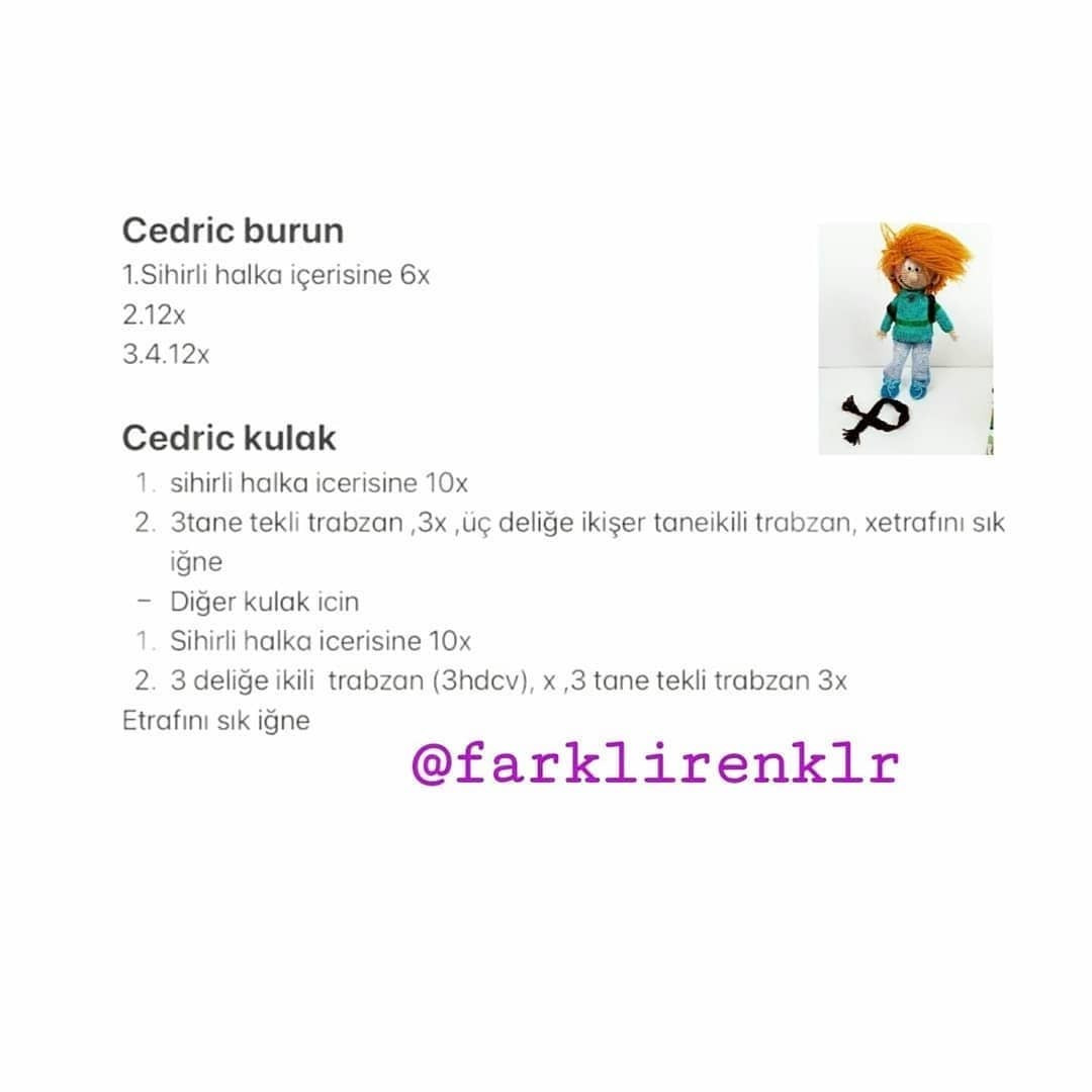 Cedric Amigurumi Şeması Ücretsiz