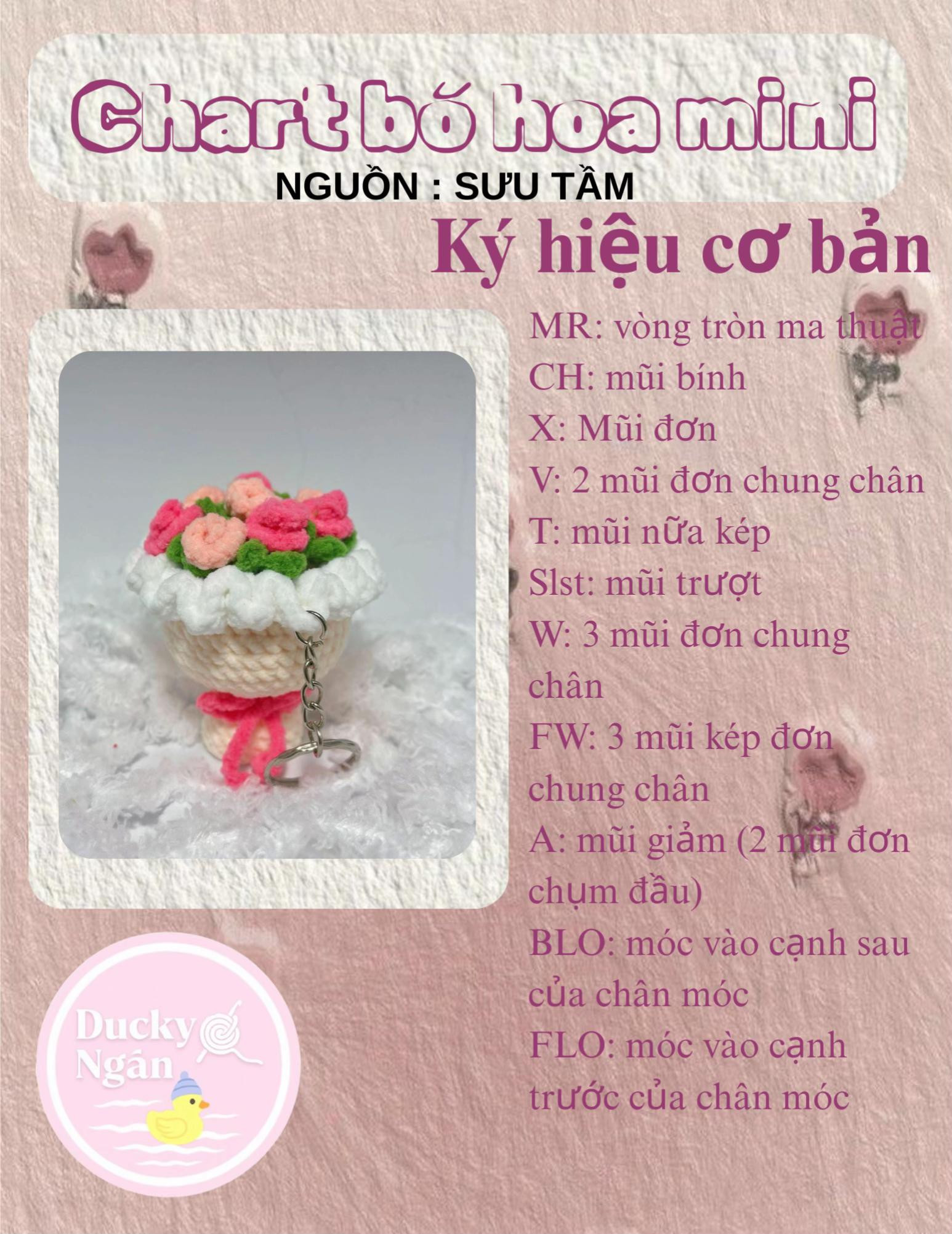 Chart móc bó hoa mini xinh xắn