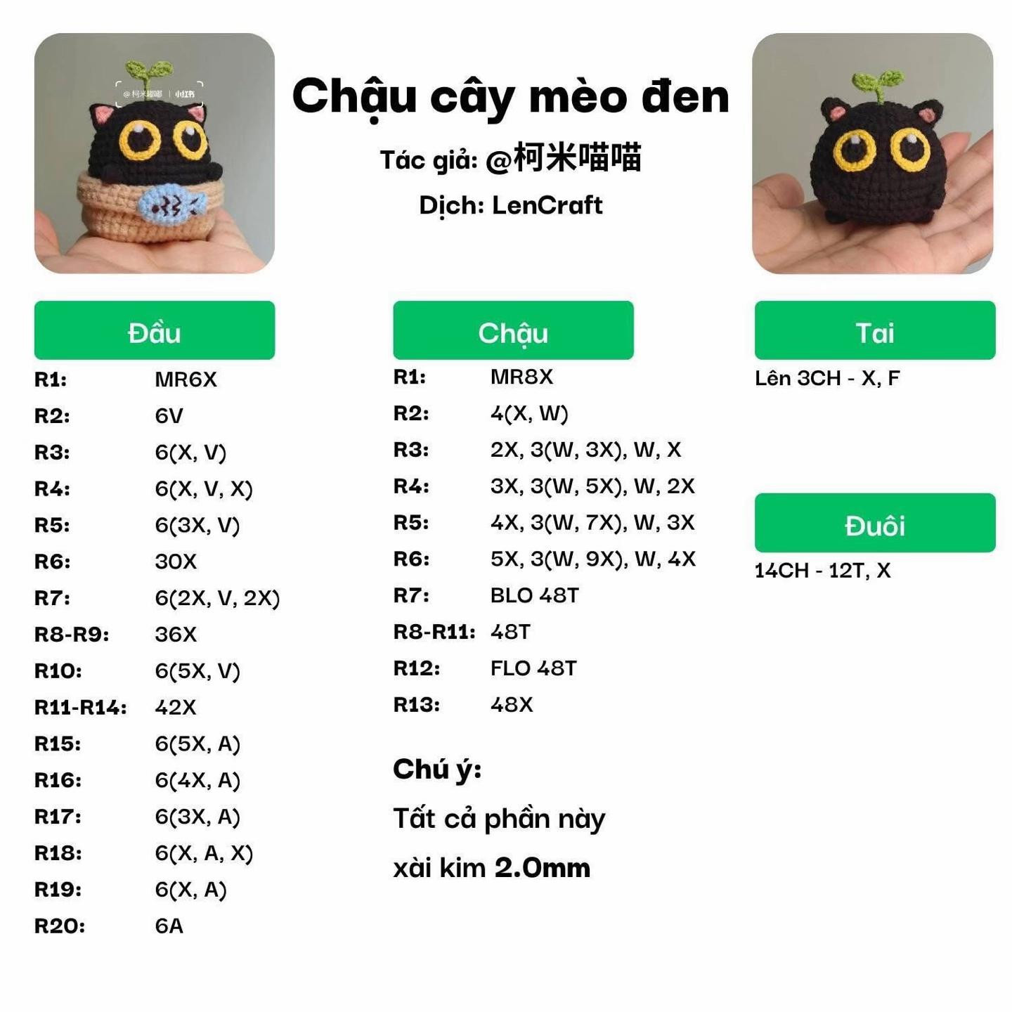 chart móc chậu cây mèo đen