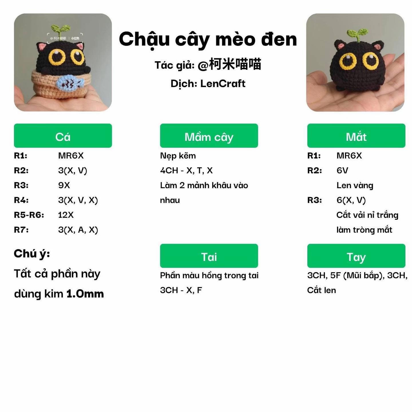 chart móc chậu cây mèo đen
