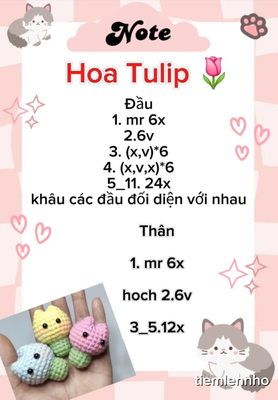 chart móc chó gầy, móc khóa hoa, trừng ốp la, hoa tuilip