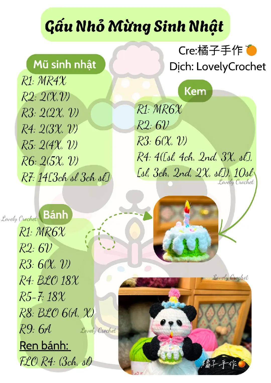 chart móc gấu nhỏ mừng sinh nhật