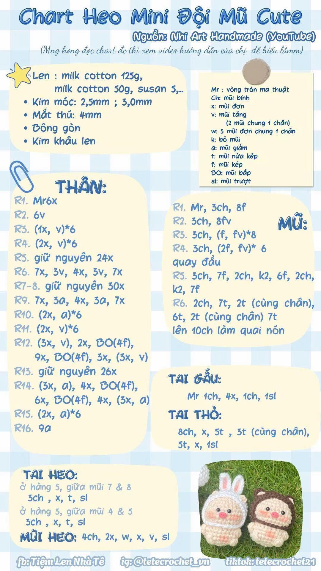Chart Móc Heo Mini Đội Mũ Dễ Thương