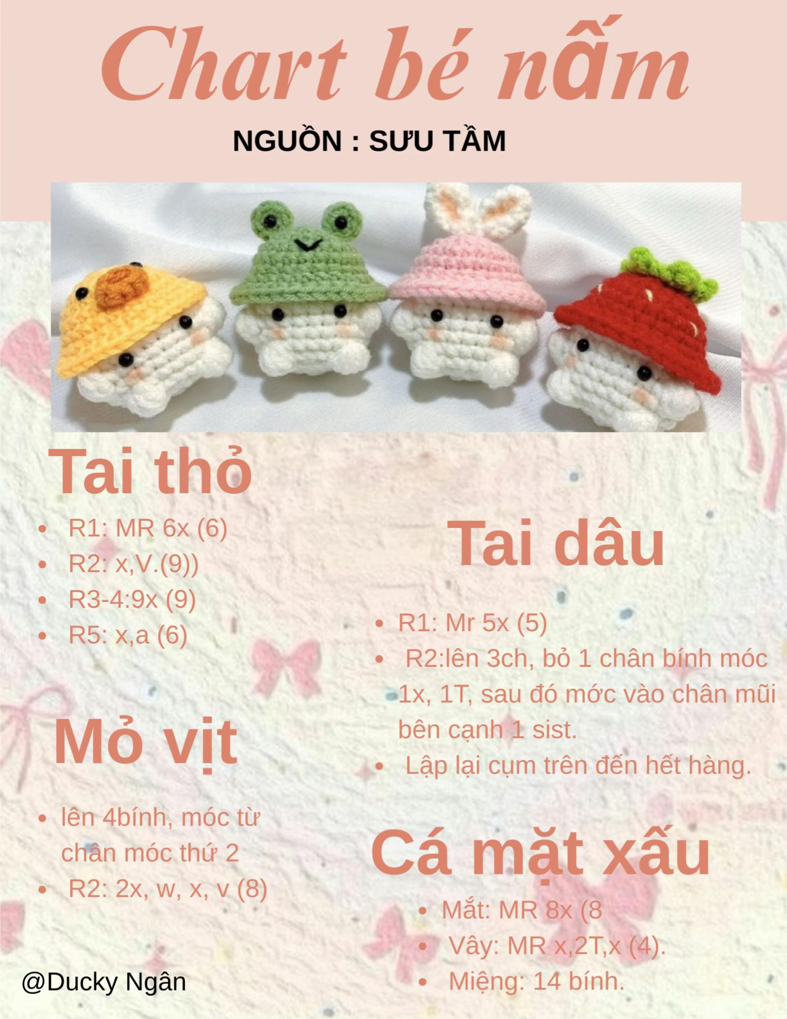 Chart móc len bé nấm dễ thương