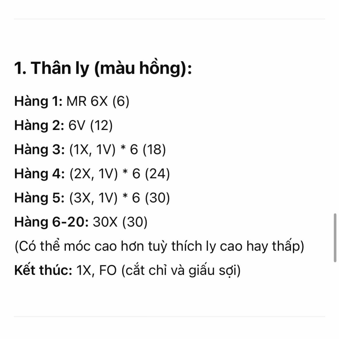 Chart móc len ly trà sữa trân châu dễ thương và sinh động