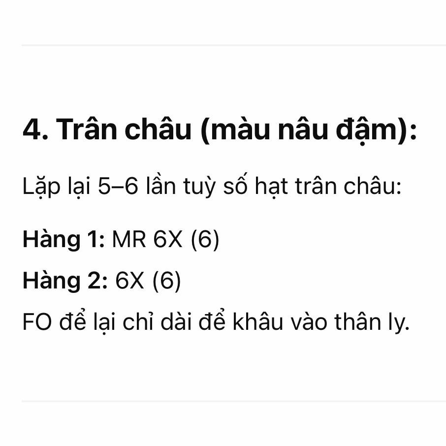 Chart móc len ly trà sữa trân châu dễ thương và sinh động