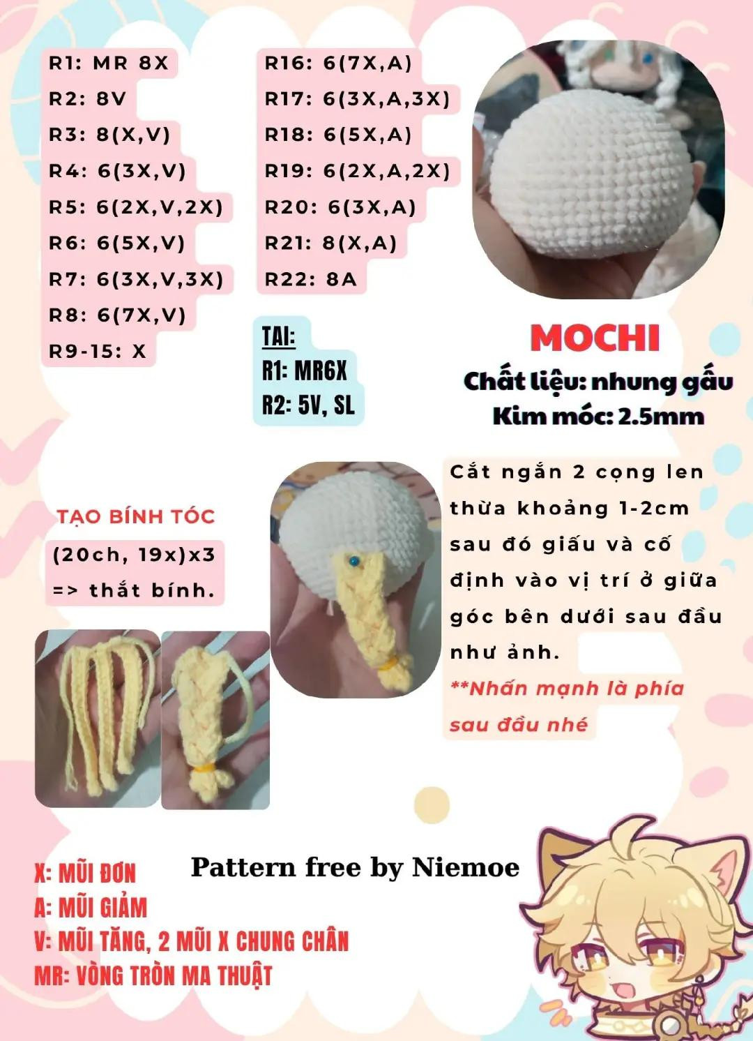 Chart móc len tai mèo dễ thương aether meo meo