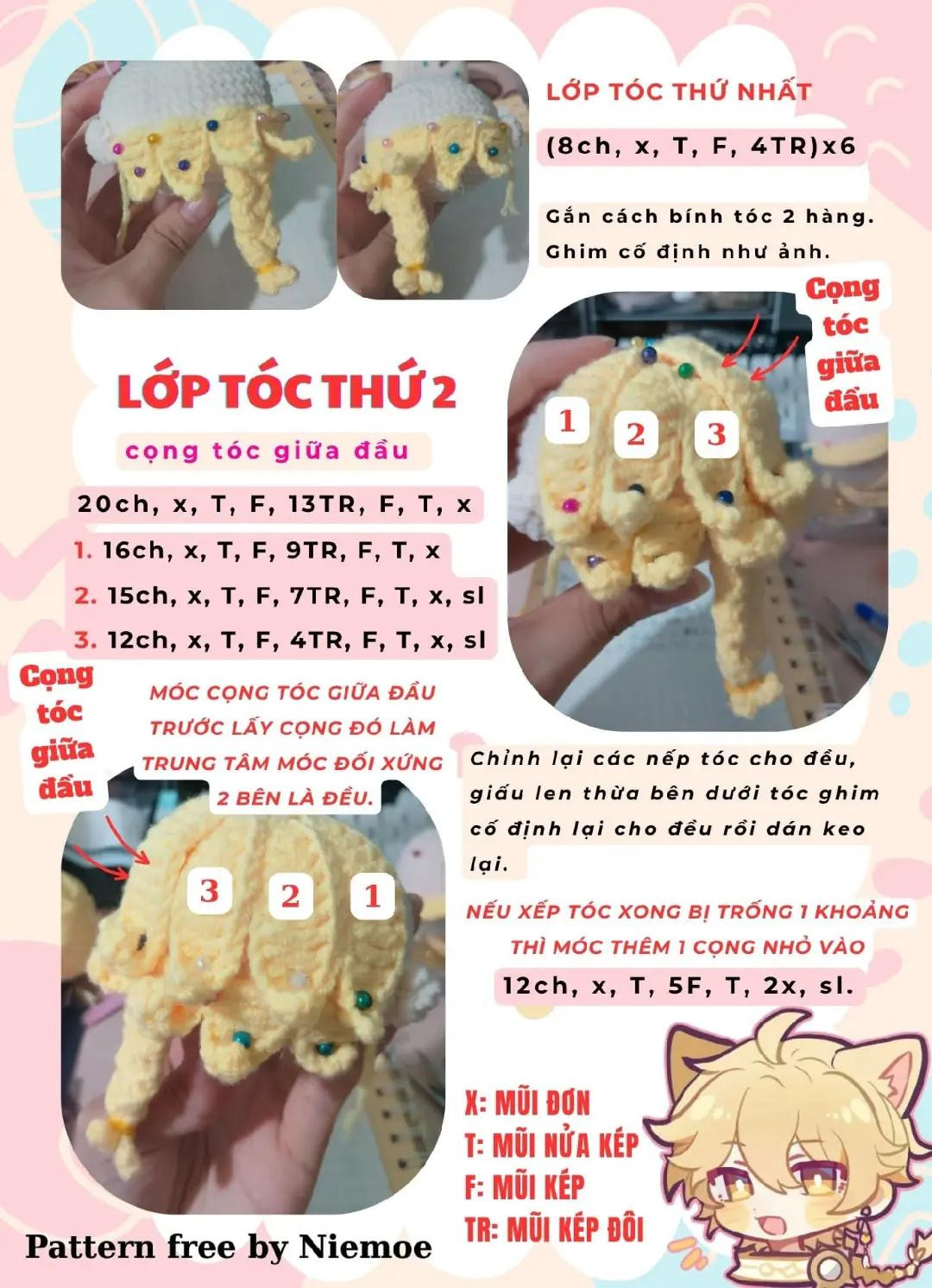 Chart móc len tai mèo dễ thương aether meo meo