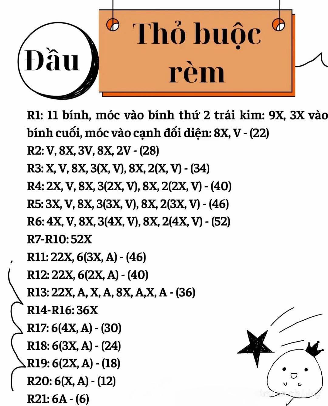 Chart móc len thỏ buộc rèm
