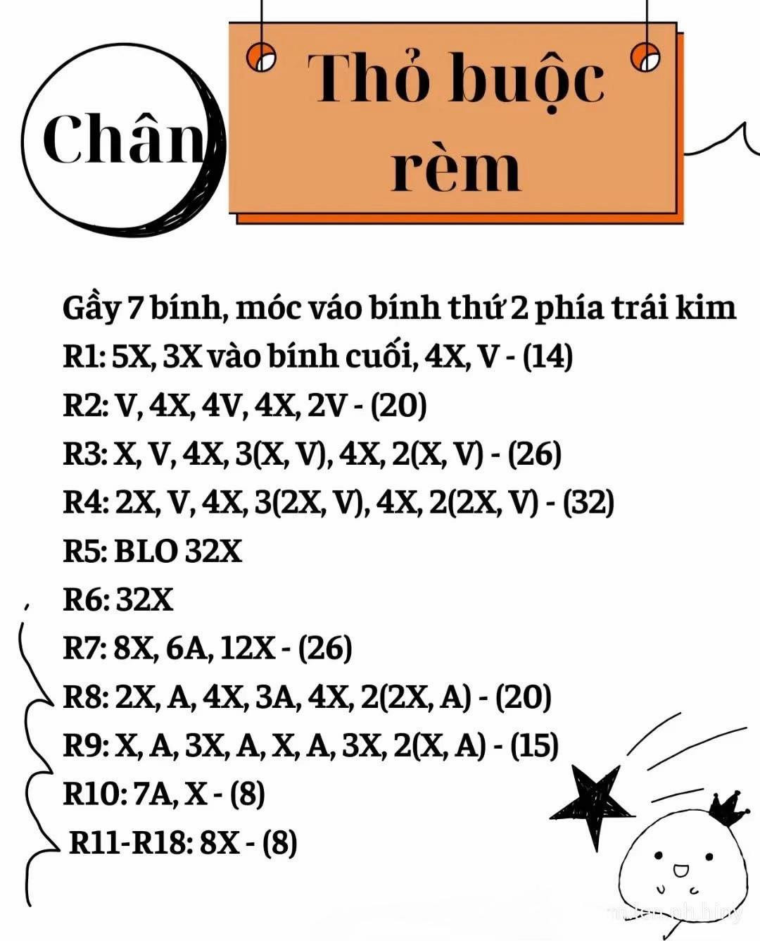 Chart móc len thỏ buộc rèm