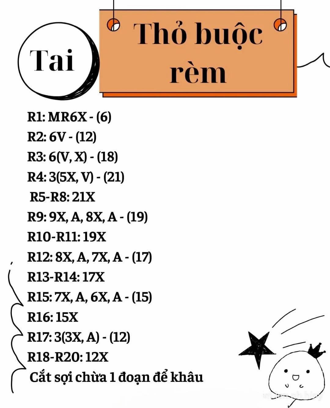 Chart móc len thỏ buộc rèm